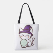 Kawaii Halloween Cat – Magisch en Schattig Spooky Tote Bag (Achterkant)