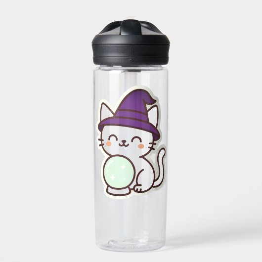 Kawaii Halloween Cat – Magisch en Schattig Spooky Waterfles (Voorkant)