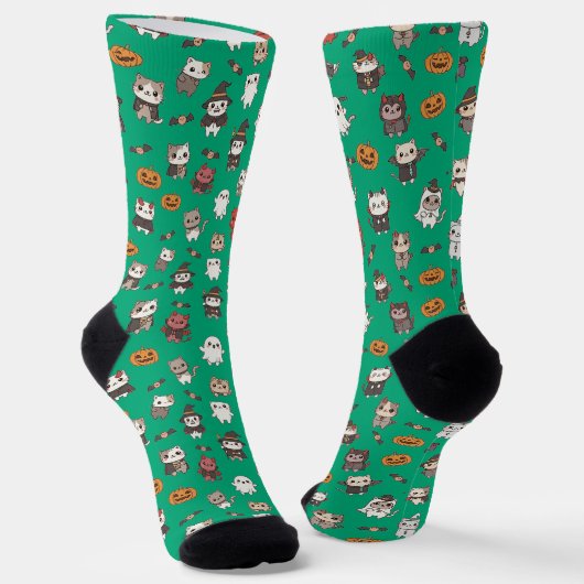 Kawaii Halloween Cat Pattern Sokken (Gebogen)