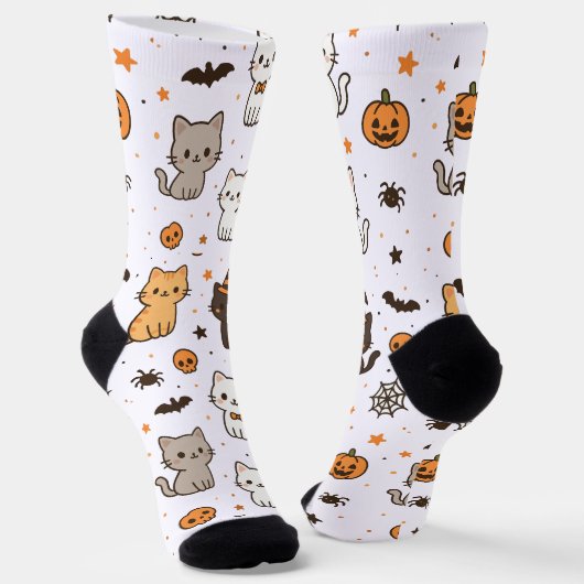 Kawaii Halloween Cats Sokken - Cat Lovers Gift (Gebogen)