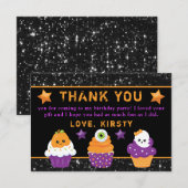 Kawaii Halloween Cupcakes Birthday Bedankkaart (Voorkant / Achterkant)