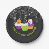 Kawaii Halloween Cupcakes Birthday Party Papieren Bordje (Voorkant)