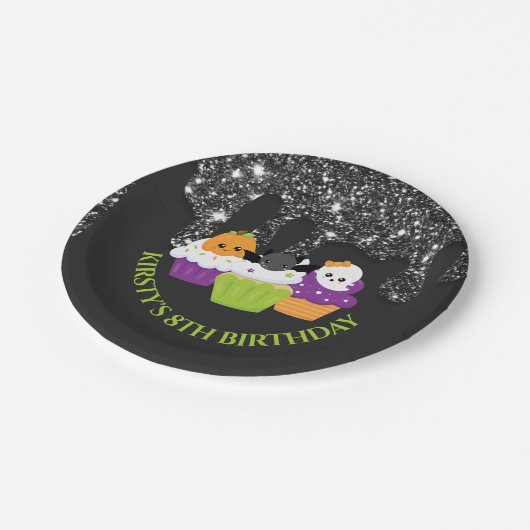 Kawaii Halloween Cupcakes Birthday Party Papieren Bordje (Gekanteld)