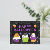 Kawaii Halloween Cupcakes Briefkaart (Staand voorkant)