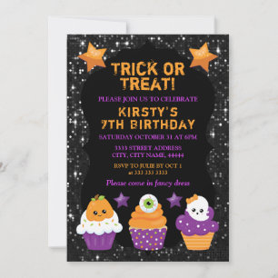 Kawaii Halloween Cupcakes Verjaardag Kaart