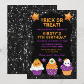 Kawaii Halloween Cupcakes Verjaardag Kaart (Voorkant / Achterkant)
