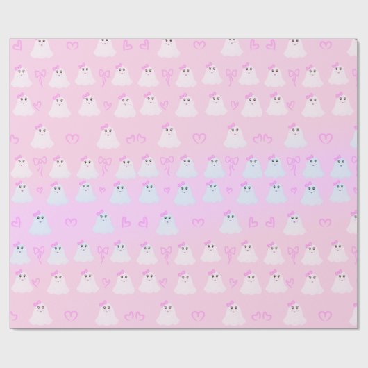 Kawaii Halloween | Cute Pastel Geesten Cadeaupapier (Vlak)