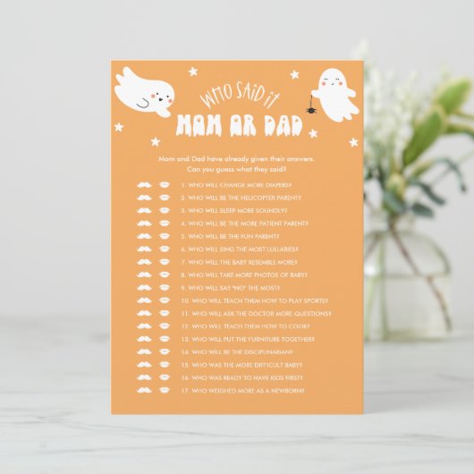 Kawaii Halloween die zei het mam of pap Baby spel Kaart (Staand voorkant)