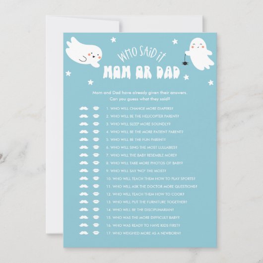 Kawaii Halloween die zei het mam of pap Baby spel Kaart (Voorkant)