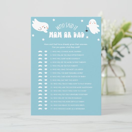 Kawaii Halloween die zei het mam of pap Baby spel Kaart (Staand voorkant)