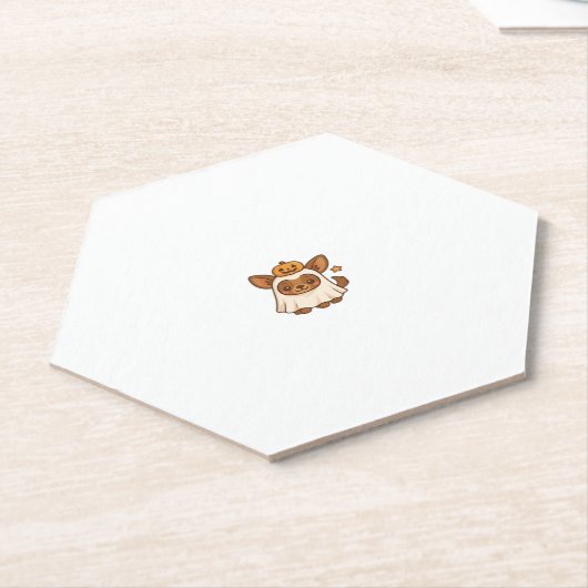 Kawaii Halloween Dog � Pumpkin Ghost Puppy Sticker Kartonnen Onderzetters (Schuin)