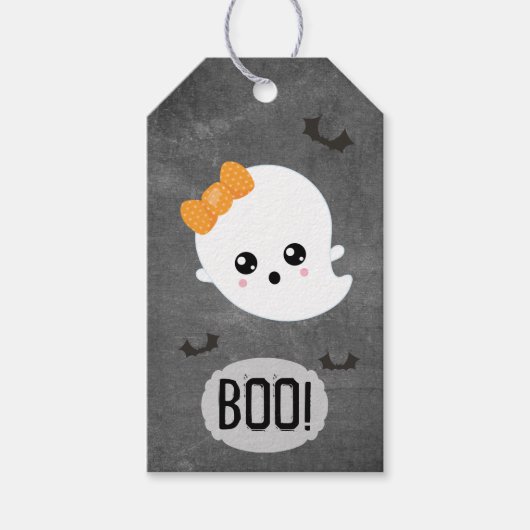 Kawaii Halloween Geest Cadeaulabel (Voorkant)