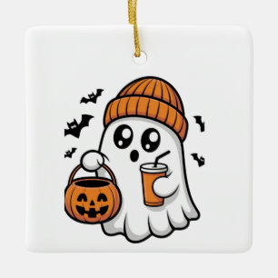Kawaii Halloween Geest Oranje Muts Herfst Geest Keramisch Ornament