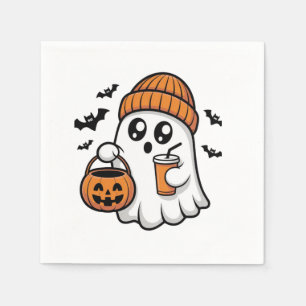 Kawaii Halloween Geest Oranje Muts Herfst Geest Servet