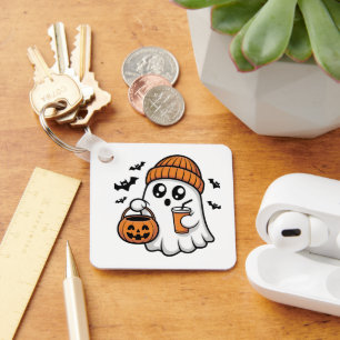 Kawaii Halloween Geest Oranje Muts Herfst Geest Sleutelhanger