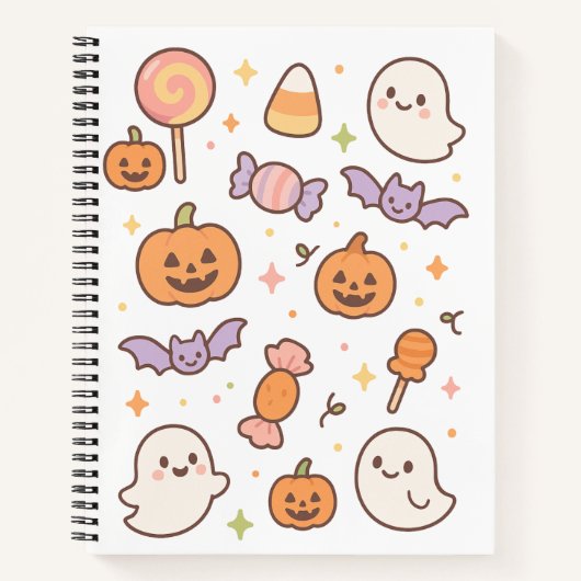 Kawaii Halloween Ghosts & Pumpkins Notitieboek (Voorkant)