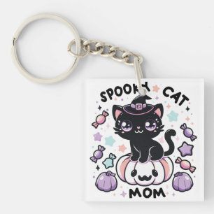Kawaii Halloween griezelige kat moeder – Schattige Sleutelhanger