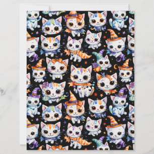 Kawaii Halloween Heks Kitten Scrapbook Papier