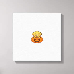 Kawaii Halloween-hond � Pompoen Puppystickers Doos Canvas Afdruk