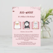 Kawaii Halloween Hond Verjaardag Uitnodiging (Staand voorkant)