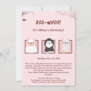 Kawaii Halloween Hond Verjaardag Uitnodiging