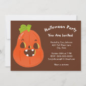Kawaii Halloween Jack o' Lantern Brown White Party Kaart (Voorkant)