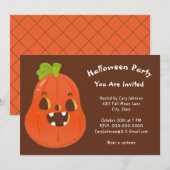 Kawaii Halloween Jack o' Lantern Brown White Party Kaart (Voorkant / Achterkant)