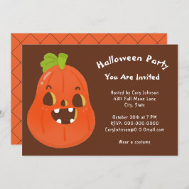 Kawaii Halloween Jack o' Lantern Brown White Party Kaart