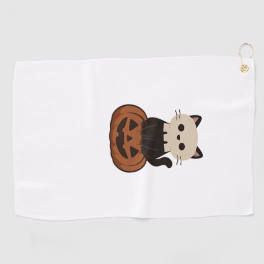Kawaii Halloween Kat en pompoen Classic T-Shirt Golfhanddoek (Horizontaal)