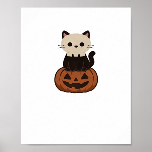 Kawaii Halloween Kat en pompoen Classic T-Shirt Poster (Voorkant)