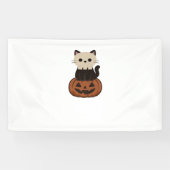 Kawaii Halloween Kat en pompoen Classic T-Shirt Spandoek (Horizontaal)