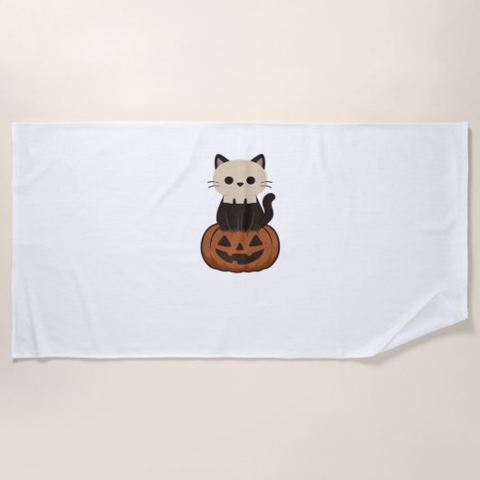 Kawaii Halloween Kat en pompoen Classic T-Shirt Strandlaken (Voorkant)
