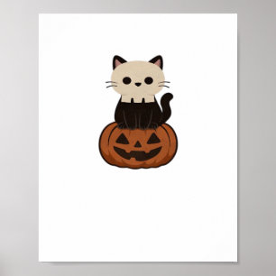 Kawaii Halloween Kat en pompoen Oversized T-Shirt Poster
