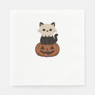 Kawaii Halloween Kat en pompoen Oversized T-Shirt Servet