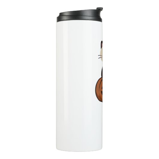 Kawaii Halloween Kat en pompoen Oversized T-Shirt Thermosbeker (Gedraaid links)