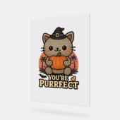 Kawaii Halloween kat met pompoen, Schattigee heks  Acryl Bord (Hoek)