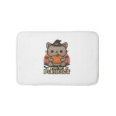 Kawaii Halloween kat met pompoen, Schattigee heks  Badmat (Voorkant)