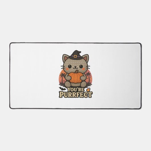 Kawaii Halloween kat met pompoen, Schattigee heks  Bureaumat (Voorkant)