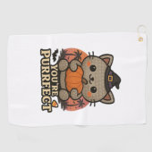 Kawaii Halloween kat met pompoen, Schattigee heks  Golfhanddoek (Horizontaal)