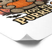 Kawaii Halloween kat met pompoen, Schattigee heks  Poster (Hoek)