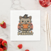 Kawaii Halloween kat met pompoen, Schattigee heks  Servet (Insitu)