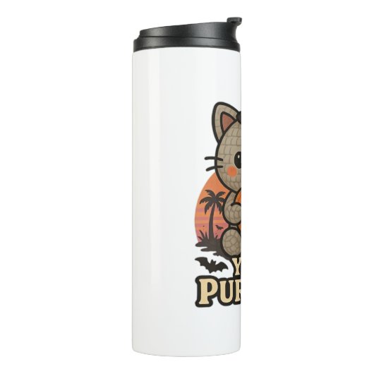 Kawaii Halloween kat met pompoen, Schattigee heks Thermosbeker (Gedraaid links)