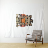 Kawaii Halloween kat met pompoen, Schattigee heks  Wandkleed (In Situ (horizontaal))