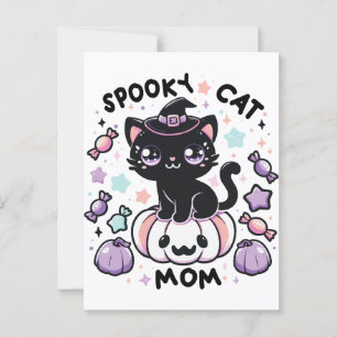 Kawaii Halloween Kat – Schattige Heksenkitty op Po Briefkaart