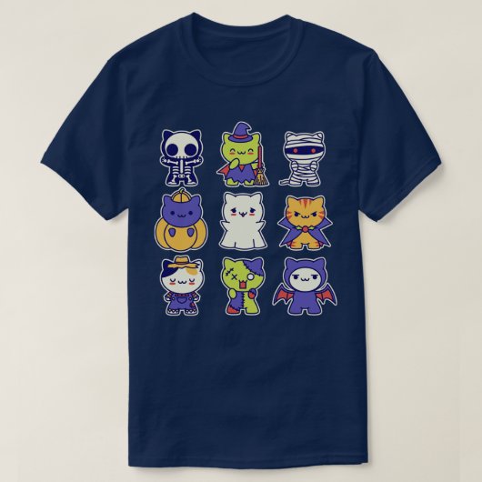 Kawaii Halloween Katten T-shirt (Design voorkant)