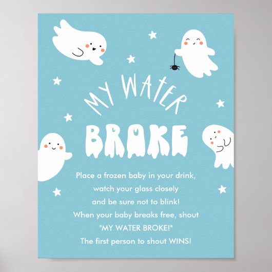 Kawaii Halloween Mijn Water Broke Baby shower Spel Poster (Voorkant)