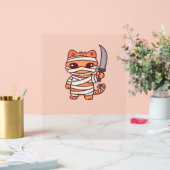 Kawaii Halloween Mummy Cat met Zwaard Classic T-Sh Acryl Bord (Huwelijk)