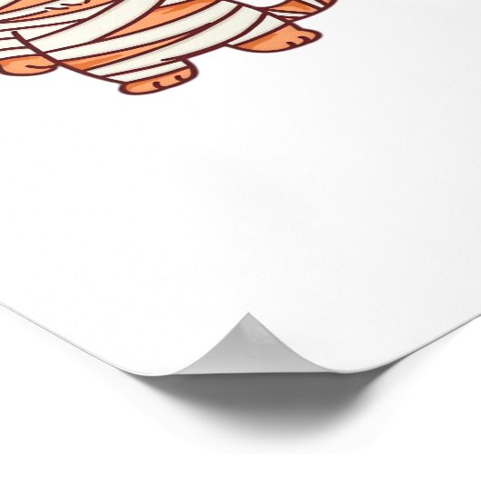 Kawaii Halloween Mummy Cat met Zwaard Classic T-Sh Poster (Hoek)