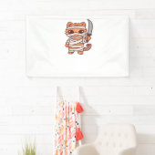 Kawaii Halloween Mummy Cat met Zwaard Classic T-Sh Spandoek (Insitu)
