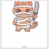 Kawaii Halloween Mummy Cat met Zwaard Classic T-Sh Sticker (Vel)